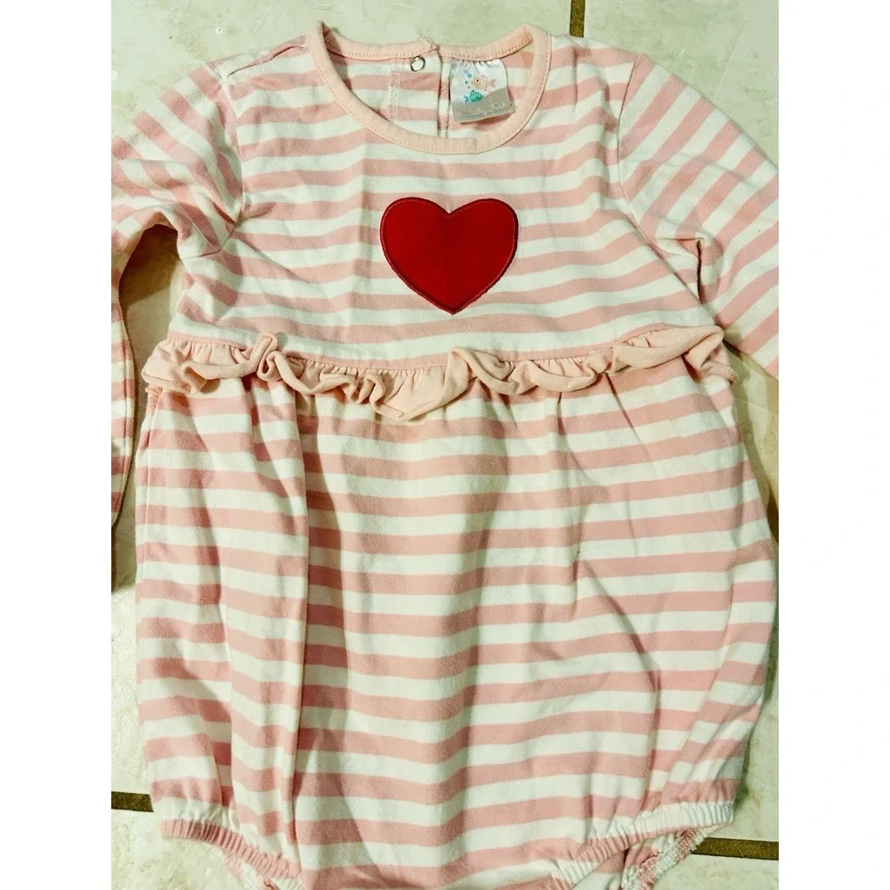 Stitchy Fish Heart Pink Striped Bubble Size 2t Valentine's‎ Day